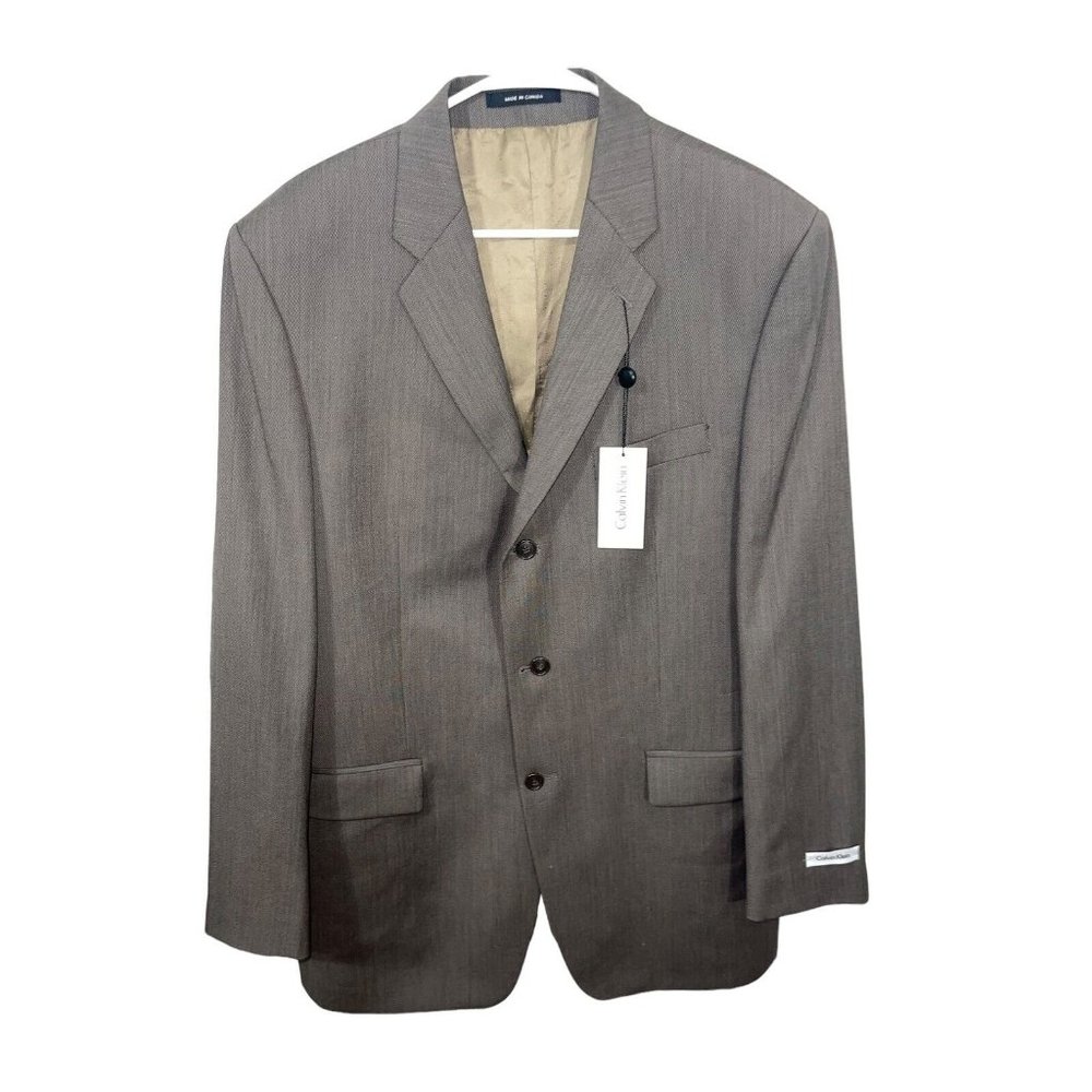Calvin Klein Men's Jacket 100% Wool Suit Separate Dark Taupe Size 42 Long